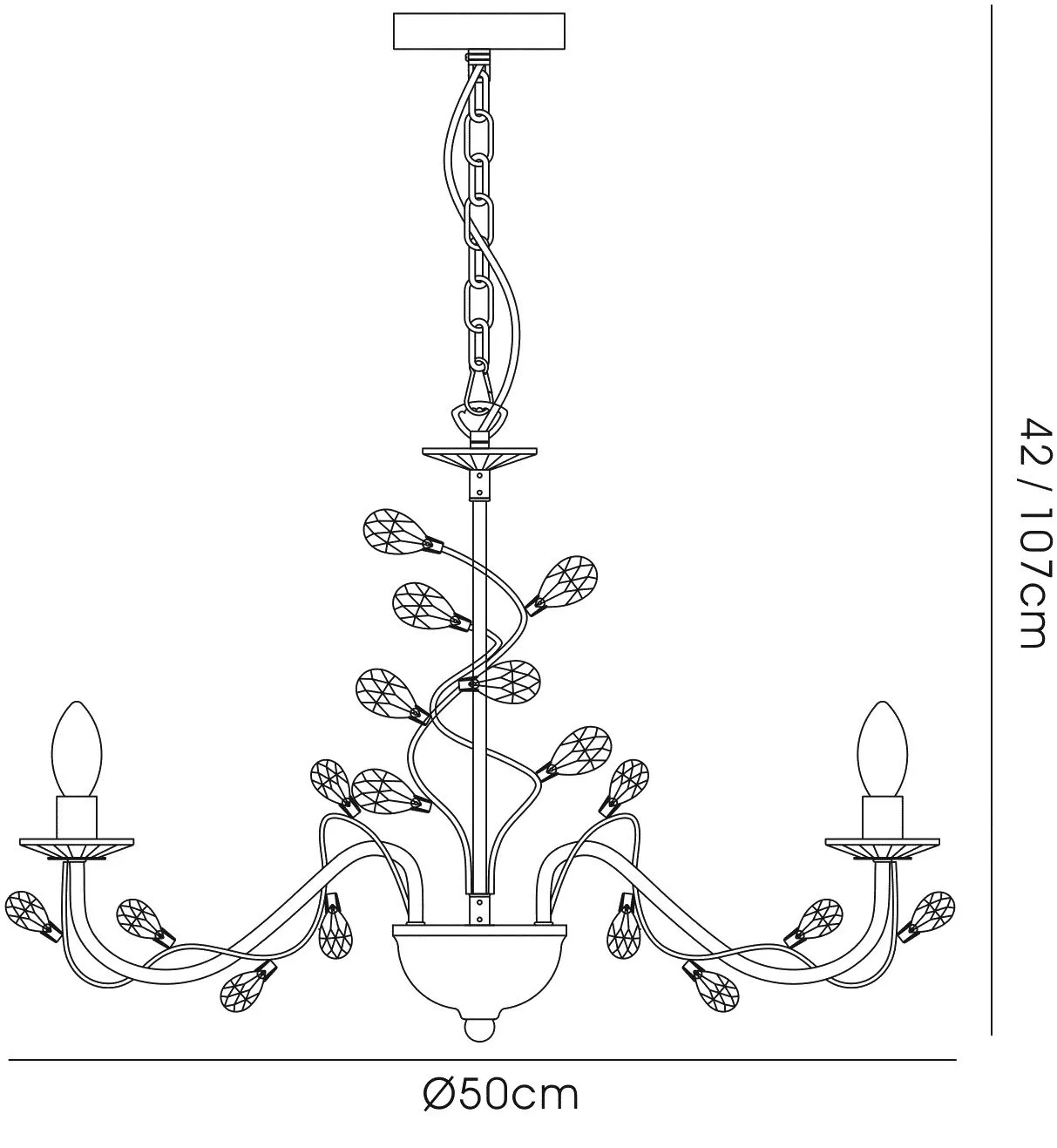 Willow Crystal Ceiling Lights Diyas Multi Arm Crystal Fittings